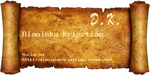 Dianiska Krisztián névjegykártya